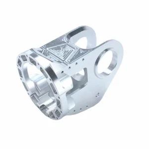 Precision CNC machined aluminum alloy component, complex 5-axis milled housing with flange, bearing bores and threaded mounting holes — custom aluminum machining services