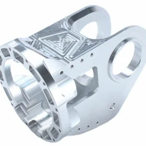 Precision CNC machined aluminum alloy component, complex 5-axis milled housing with flange, bearing bores and threaded mounting holes — custom aluminum machining services