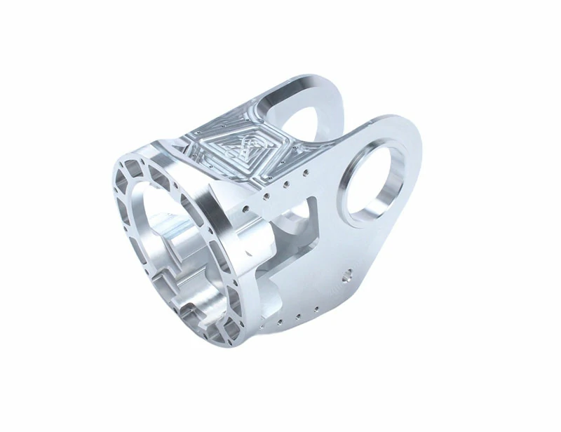 Precision CNC machined aluminum alloy component, complex 5-axis milled housing with flange, bearing bores and threaded mounting holes — custom aluminum machining services