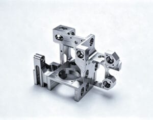 Precision 5-axis CNC machined stainless steel structural component with complex bores, cavities, and mounting holes, high-precision custom metal part