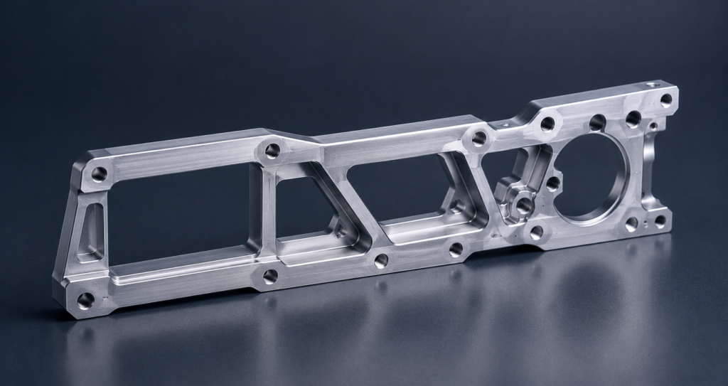 Milled custom structural part with lightweight cutouts