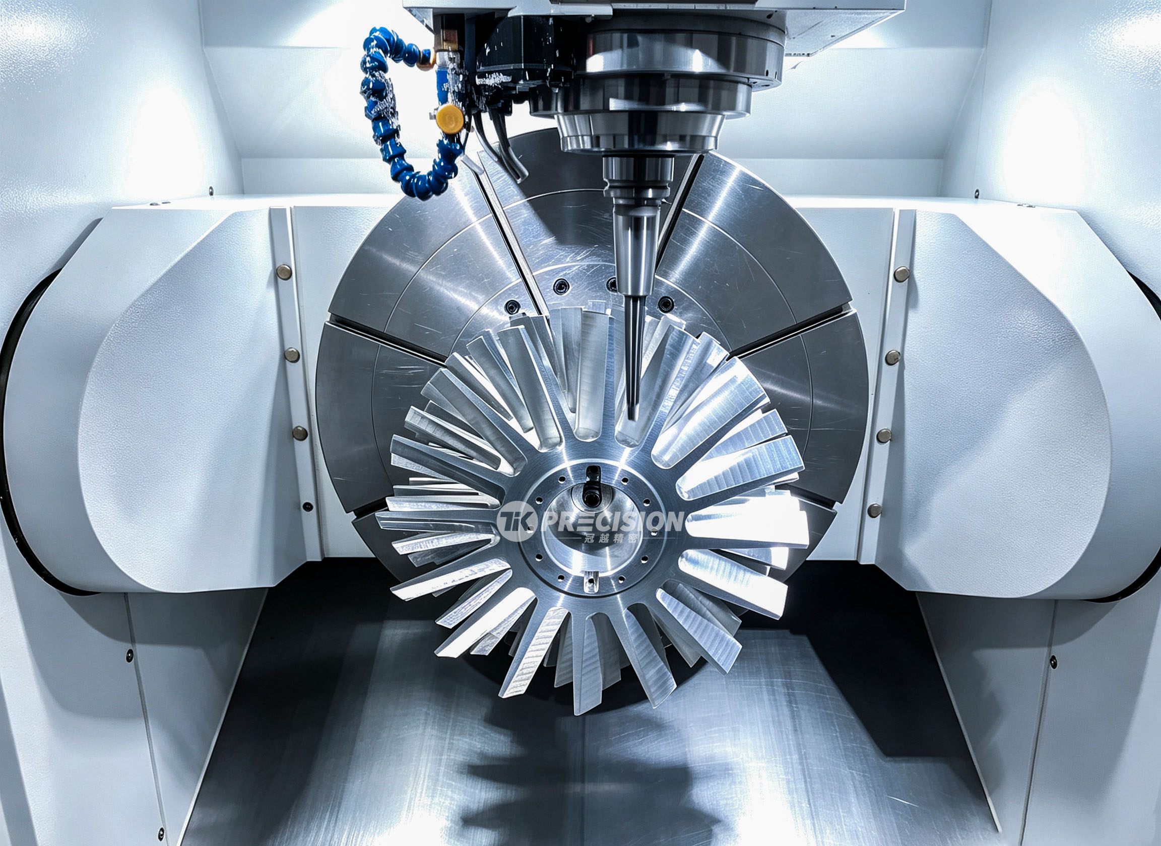 Simultaneous 5-axis CNC machining of a high-precision titanium impeller