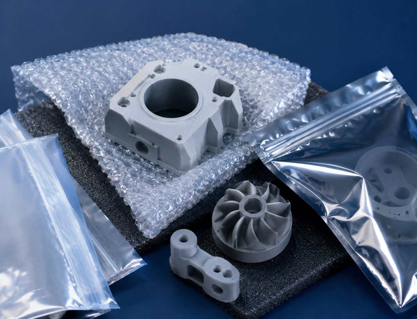3D printed parts packaging with anti-static protection