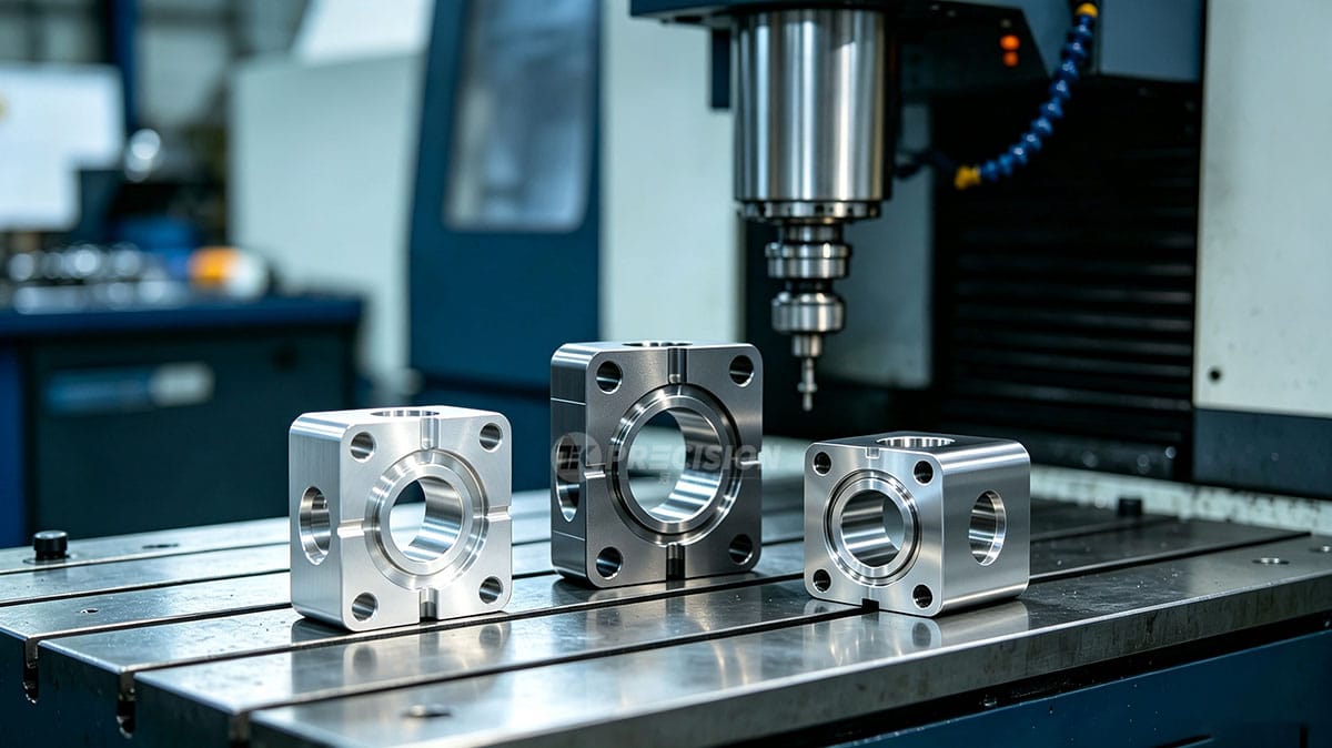Featured image for CNC machining material selection article, comparing mechanical performance, machinability, weight and cost of aluminum alloy, titanium alloy and stainless steel for custom precision machined components.