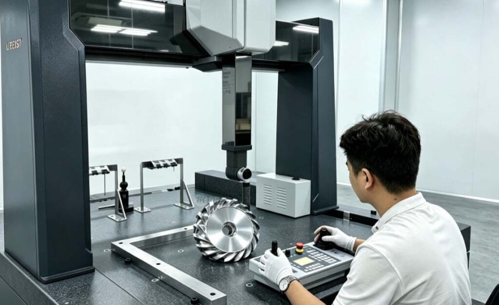 CMM inspection of a precision machined turbo diffuser