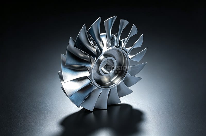 5 axis CNC machined aluminum blisk, precision compressor impeller for micro turbojet engine, aerospace custom 5-axis milling part
