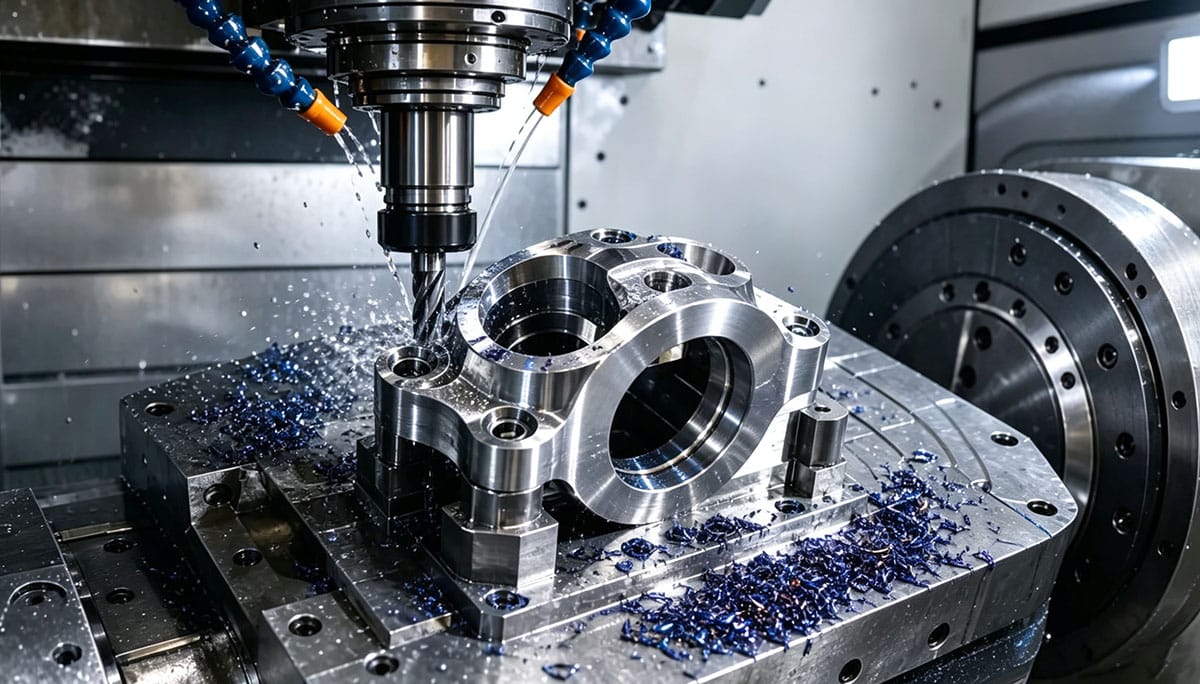 5 axis cnc machining titanium alloy robot joint bracket, precision cnc milled robotic structural component