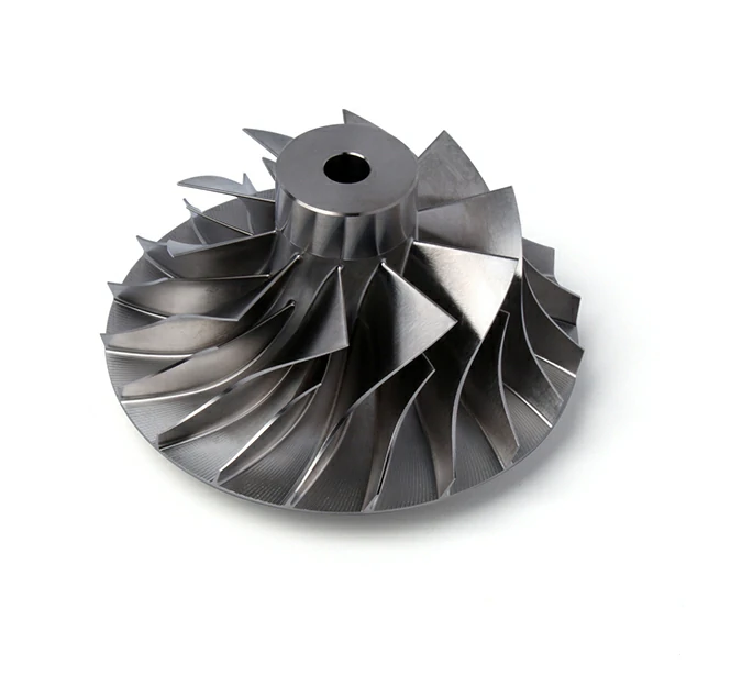 CNC Machined Open-Type Centrifugal Compressor Wheel with Center Bore - Steel Alloy Turbocharger Impeller for Automotive and Industrial Turbo Systems