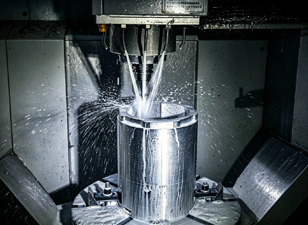 CNC machining services precision metal milling with coolant