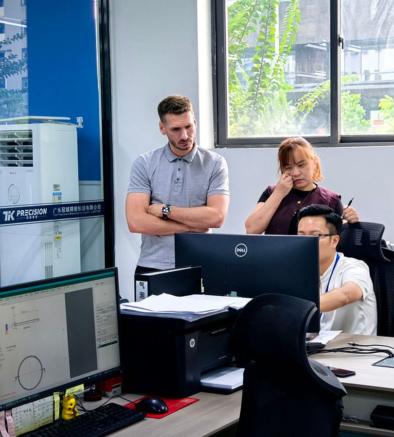 Customer technical review meeting for precision CNC machining parts