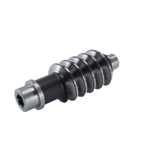 Precision CNC machined and heat-treated hardened worm shaft with multi-start worm threads, splined bore and black oxide finish — custom worm screw manufacturing